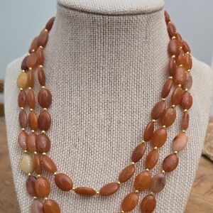 Elegant Multi-Strand Orange Beaded Necklace